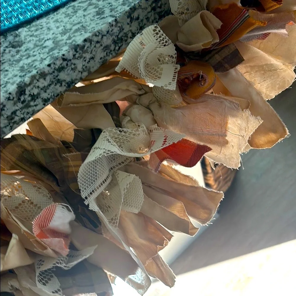 Primitive Rustic Rag Fabric Garland  Handmade Beautiful Colors NEW Final Sale